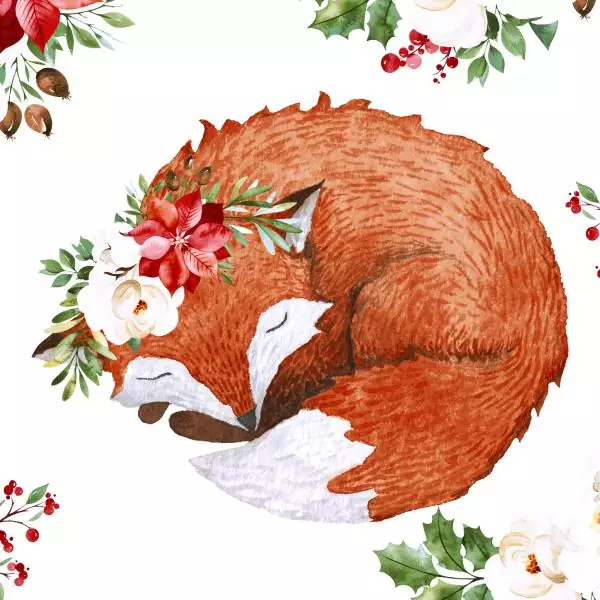 20 Servietten Fuchs im Winter Tier Weihnachtsstern 33cm