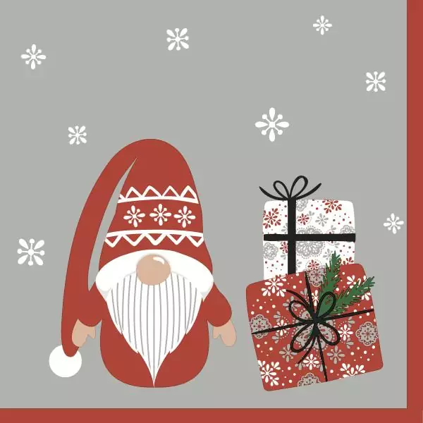 20 Napkins Gnome with gifts 33cm