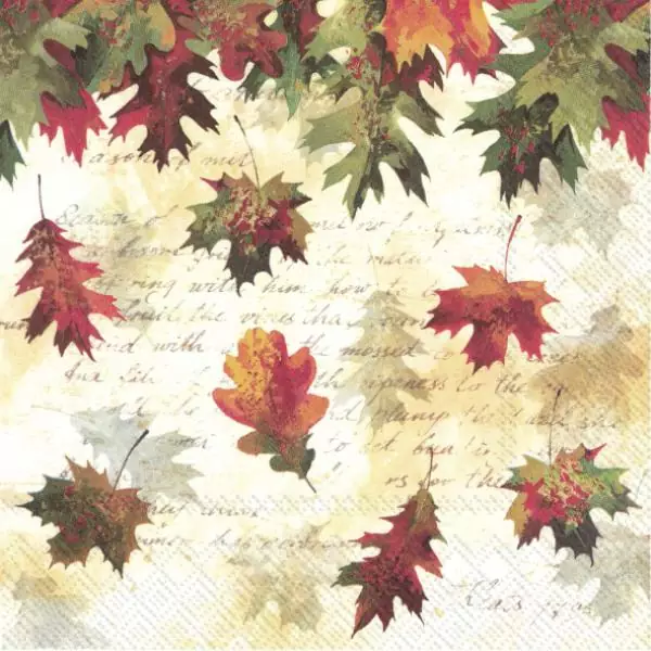 20 napkins autumn colored leaves maple oak vintage 33cm