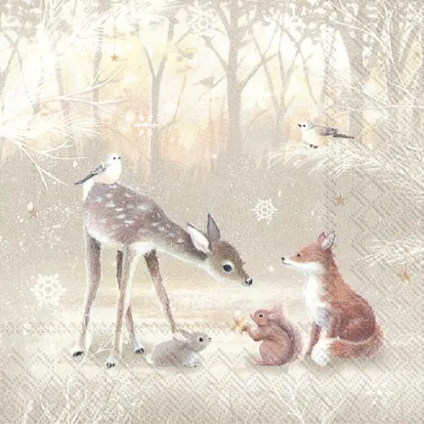 20 napkins animals in the forest in autumn deer | Squirrel fox 33cm