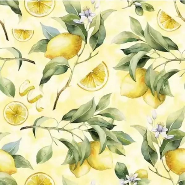 20 napkins yellow lemons on the branch as a table decoration 33cm