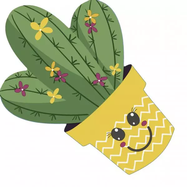 12 Servietten gestanzt 3D lustiger Kaktus mit Blüten 33cm