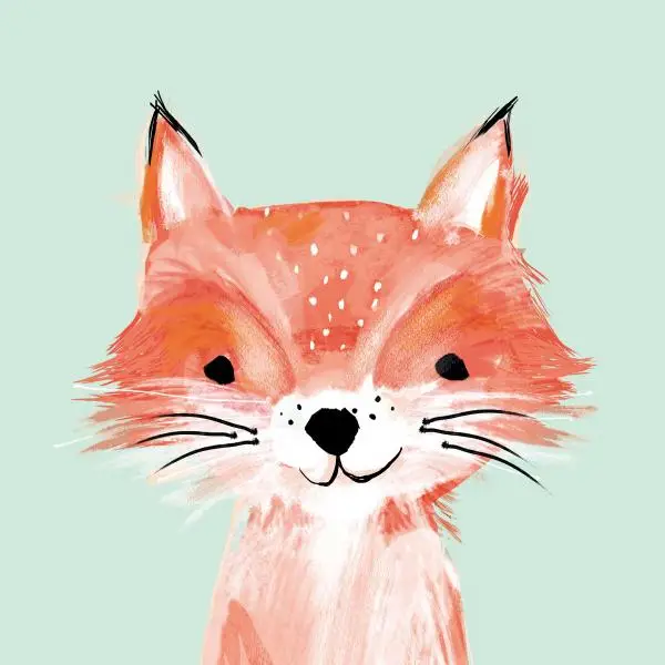 20 napkins funny young fox as table decoration for children watercolor painted 33cm