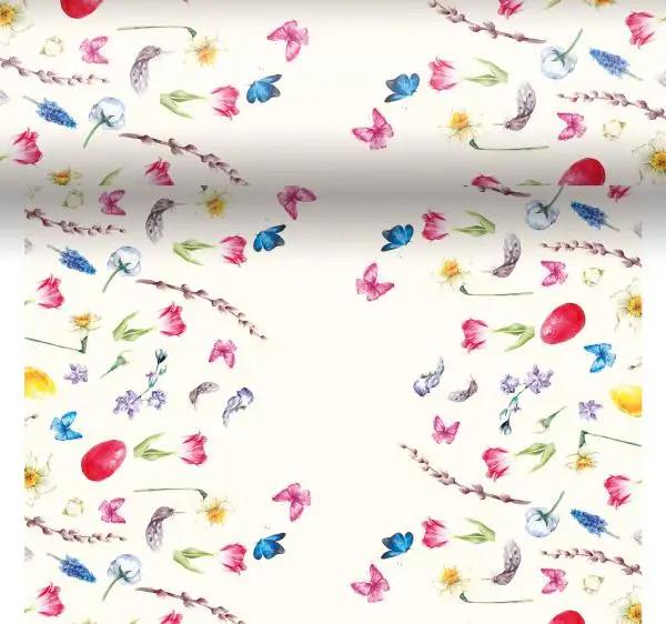 Dunicel Tête-à-Tête Tischtuchrolle "Osterzauber" – 40 cm x 4,80 m – Premium Mitteldecke mit Frühlingsmotiven