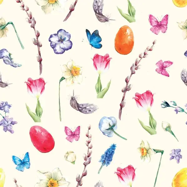 Osterservietten 20 Stück 33x33 cm – mit bunten Eiern, Frühlingsblumen & Schmetterlingen
