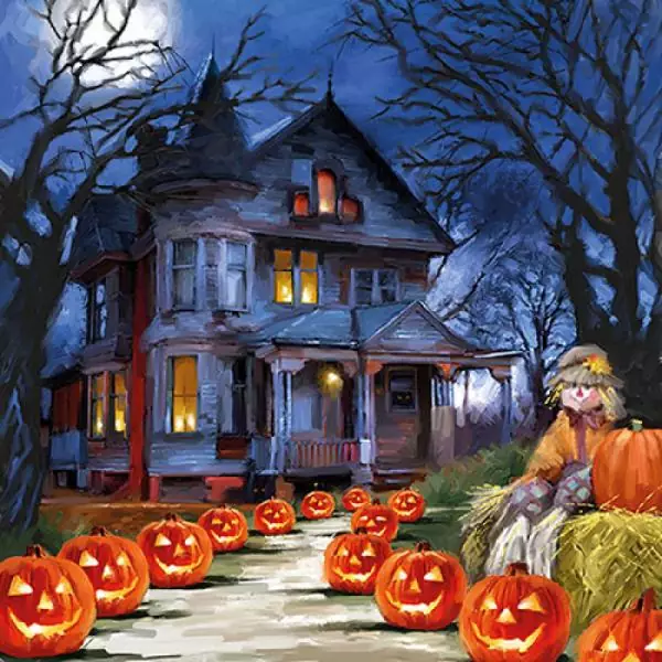 20 napkins Halloween pumpkin haunted house 33cm