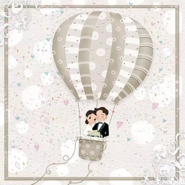 20 Servietten Hochzeit im Ballon Liebe Brautpaar 33cm