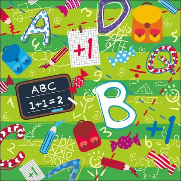 20 napkins for the start of school and school enrollment with numbers for arithmetic and colors as a table decoration 33cm