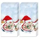 10 handkerchiefs Gnom Tomte in winter with lantern and holly 1 pack