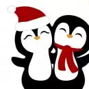 12 Servietten gestanzt Pinguine mit Weihnachtsmütze 33 x 33cm