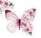 20 Servietten rosa Schmetterling mit Blumen 33cm