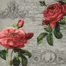 20 Servietten klassische rote Rosen mit Brief Vintage 33cm