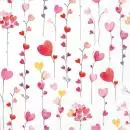 20 Design-Papierservietten "Verliebte Herz-Blüten" – Aquarell-Stil, 33x33cm