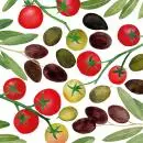 20 Design-Servietten „Toskana Flair“ – Mediterranes Motiv mit Tomaten & Oliven – 33x33 cm