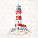 20 Maritime Servietten Leuchtturm im Aquarell-Stil – 33x33 cm Tischdeko für Küstenfans
