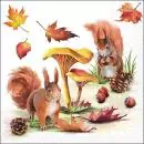 20 napkins squirrel in the forest with mushrooms in autumn 33cm