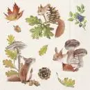 20 Servietten Eichhörnchen mit Pilzen und Herbstlaub – natürliche Tischdeko
