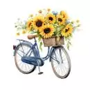 20 Servietten Fahrrad mit großem Korb gelben Sonnenblumen 33cm