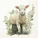 20 napkins painted lamb in the spring meadow for Easter 33cm as a table decoration