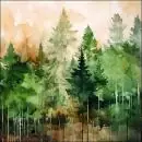 20 napkins green forest painted with watercolors in autumn 33cm as table decoration