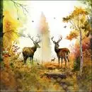 20 Servietten Herbst Hirsche Tiere des Waldes 33 x33