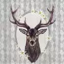 20 napkins deer with antlers on edelweiss in front of a gray pattern 33cm as table decoration