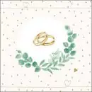20 Servietten Hochzeit Liebe Goldene Ringe im Kranz als Tischdekoration 33cm