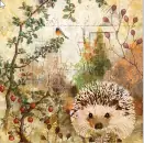 20 napkins hedgehog in painted autumn scene, animals in autumn 33cm as table decoration