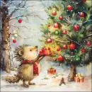 20 Servietten Igel Weihnachten mit Geschenken – 33 cm