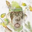 20 Servietten – Jagdhund mit Jägerhut und Brille im Herbst