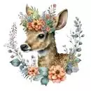 20 napkins young deer with colorful flower wreath as table decoration 33cm