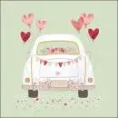 20 Servietten „Just Married“ – Hochzeitsauto mit Herz-Luftballons | Hochzeitsdeko