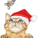 20 Servietten Katze mit Weihnachtsmütze sucht die Maus – festliche Tischdeko zu Weihnachten