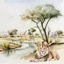 20 napkins lion giraffe rhino and zebra at the waterhole on safari 33cm as table decoration