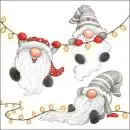 20 Servietten lustige Gnome als Weihnachtsmann tanzen an einer Lichterkette
