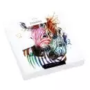 20 napkins of funny zebras from Africa with colorful stripes in red and blue as table decorations 33cm