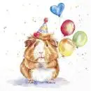 Servietten Geburtstag 20 Stück – Lustiges Meerschweinchen mit Luftballons