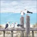 20 napkins maritime seagulls on the shore on a bench 33cm as a table decoration