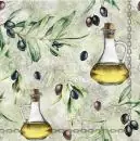 20 Servietten Olivenöl in der Karaffe mit Oliven am Baum, mediterranes Flair 33cm als Tischdeko