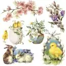 20 Easter napkins with chicks and pussy willows as signs of spring 33cm as table decorations