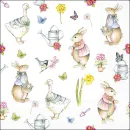 20 Servietten Ostern Vintage Osterhasen und Gänse mit Blumen und Schmetterlingen
