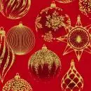 Servietten 20 Stück – Rot-goldene Weihnachtskugeln, Sterne & Zapfen, Weihnachten