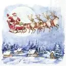 20 Servietten Santa mit Rentierschlitten im Winterdorf