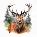 Servietten 20 Stück – Stolzer Hirsch mit Geweih im Wald, Naturmotiv
