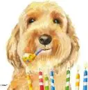 Servietten Kindergeburtstag 20 Stück – Süßer Hund mit Tröte & Kerzen