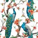 20 napkins animal motifs exotic peacocks on flowers 33 x 33