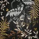 20 napkins of various leaves and ferns in black and gold as table decorations 33cm