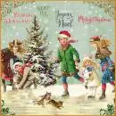 20 Servietten Weihnachten in Nostalgie auf der Eisbahn mit Weihnachtsbaum und Kindern in Vintage
