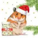 20 Servietten Weihnachten lustiger Hamster mit Weihnachtsmütze und Geschenken