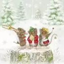 20 napkins Christmas mice with instruments as a band in winter for Christmas 33cm